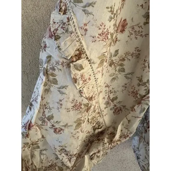 AE77 American Eagle Floral Boho Blouse Size M NWT Retail $148 - Picture 4 of 7